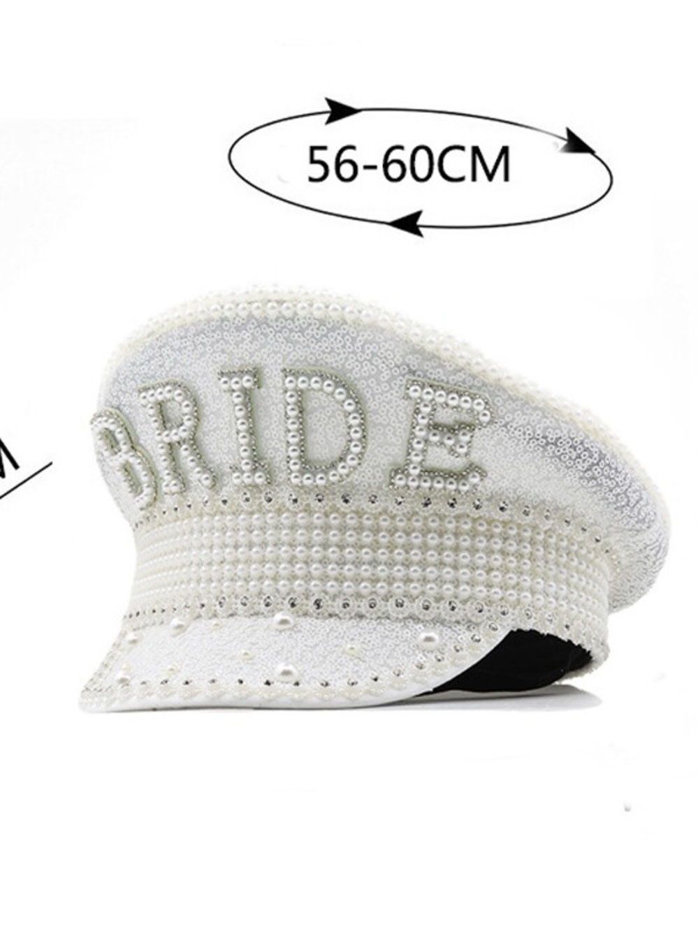 White Pearl-Embellished 'BRIDE' Bridal Captain Hat